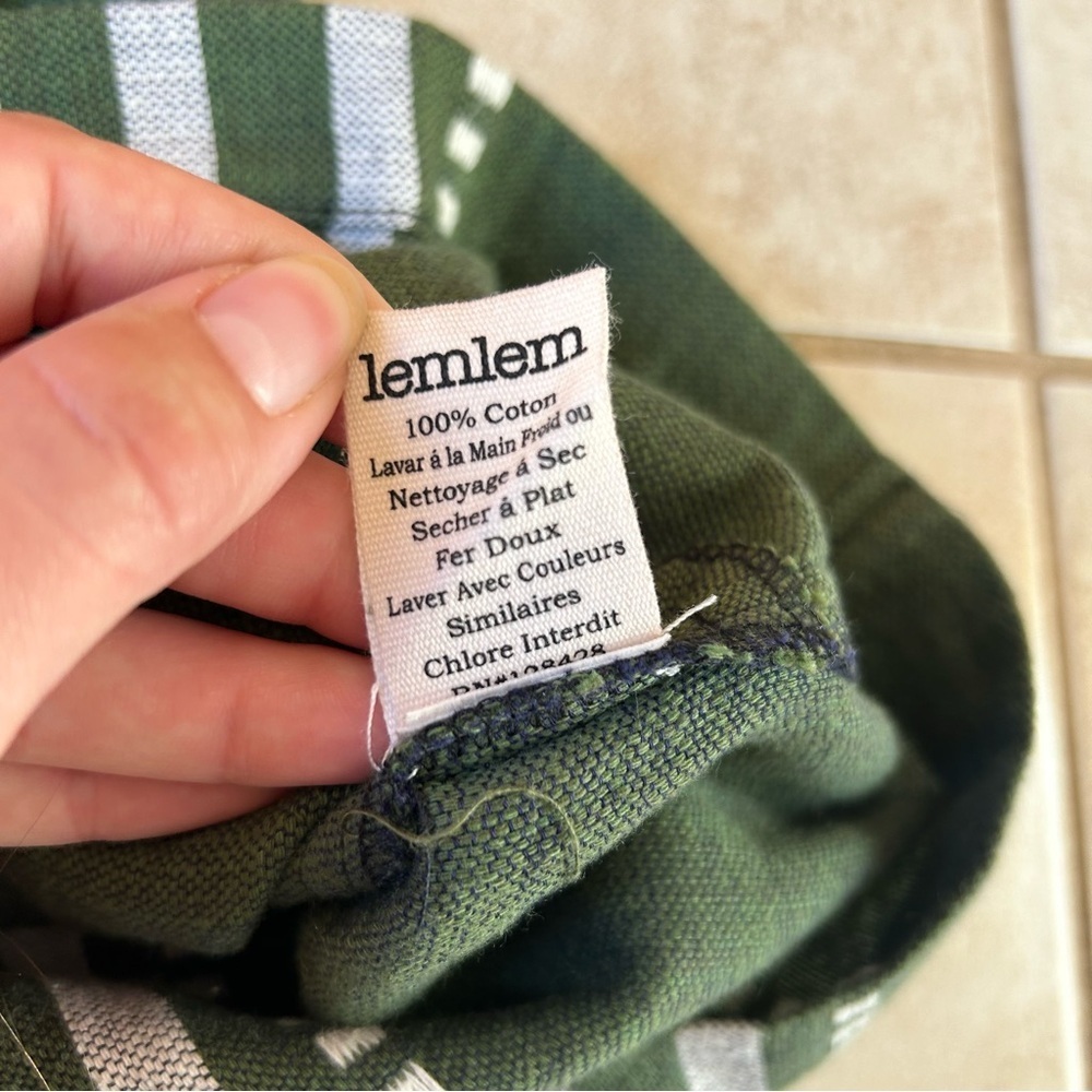 Lemlem High Waist Shorts Green White Stripes Bohemian Granola Nature Outdoor MED - Picture 6 of 7